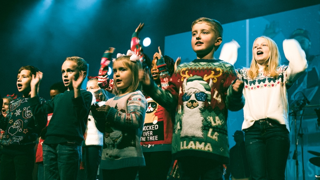 Kids listening to a Bible story during a Stone Edge KIDS service