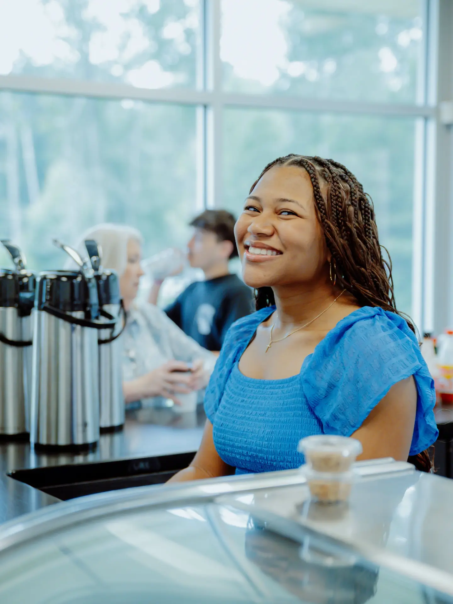 Guests enjoying coffee in the Stone Edge Church cafe before service